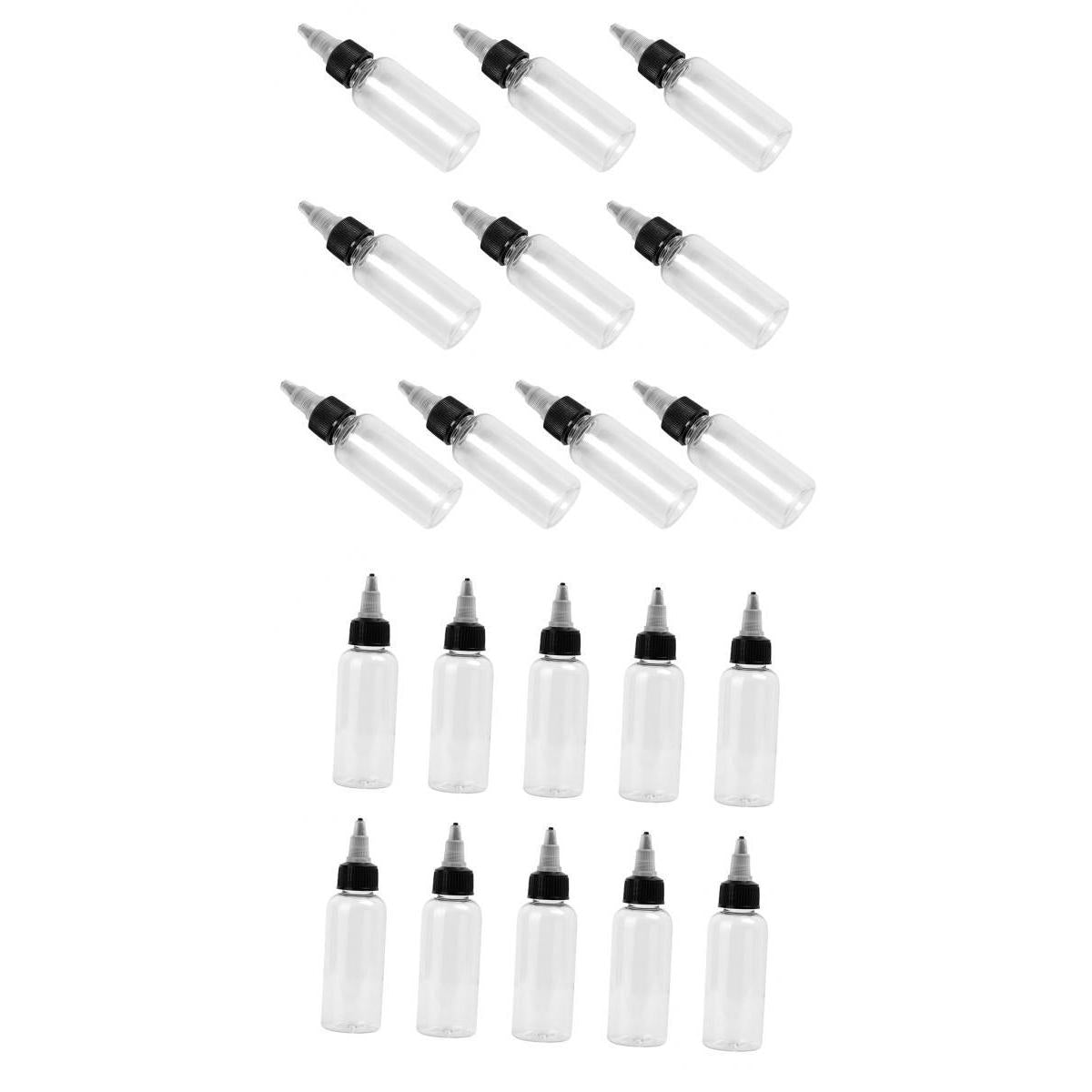 Maxbell Maxbell 20 Pieces Clear Plastic Empty Tattoo Ink Pigment Bottles Twist Cap 60ml 30ml