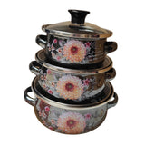 Maxbell 3x Enamel Stockpots Set Cookware Cooker Enamel Pots for Restaurant Home Gift