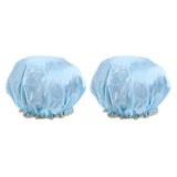 Maxbell Maxbell 2 Pieces Women Reusable Shower Hats Waterproof Bathing Hair Caps Blue