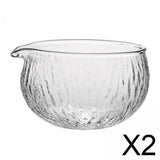 Maxbell 2x500ml Clear Textured Glass matcha bowl Cups With Pouring Spout