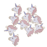 Enamel Unicorn Charm Pendants For Jewelry Making Necklace Bracelet DIY Craft Pink