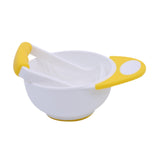 Maxbell Grinding Bowl Rice Practical Cereal Home Sturdy with Ladle Baby Feeding Bowl Yellow White