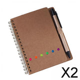 Maxbell 2xTravel Writing Notebook Diary Book Portable with Sticker for Diary Gifts Brown