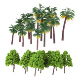 Maxbell 37Piece Cypress+Palm Tree Model Green Roadway Landscape Building Layout HO N