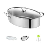 Maxbell Fish Steaming Pot with Cover Oval Cookware for Eggs Vegetables Coarse Grains with Steel Plate