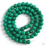 Maxbell 2x 6mm 15.5 Inch Fancy Green Malachite Round Gemstone Beads Great For Necklace