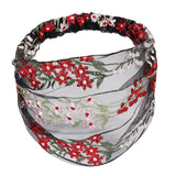 Maxbell Lace Flower Turban Headband Headwrap for Women Hair Accessories Red+Pink