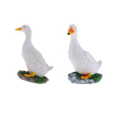 Maxbell 2pcs Garden Gift Farm Resin Animal Ornament Pond Water Standing Duck White