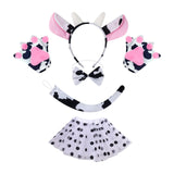 Cow Cosplay Set Ears Headband Bow Tie Skit Gloves Tail Set Fun for Carnivals Bowtie No Bell