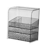 Maxbell Makeup Organizer Luxury Clear Makeup Storage Box for Bathroom Vanity Lotions with Lipstick Holder Gray