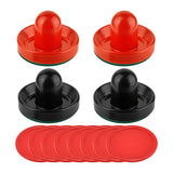 Maxbell 4 Air Hockey Pushers and 8 Pucks 2.5 inch Pucks for Family Game Tables Party Black and Red