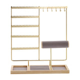 Maxbell Jewelry Display Stand Tabletop Multifunctional Earring Holes Bracelet Holder gold