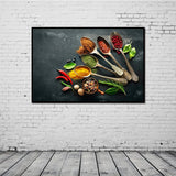 Maxbell Spices and Spoon Canvas Painting Kitchen Cooking Picture Wall Decor S