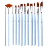 12 Pieces Paint Brushes Set, Round Pointed Tip Flat Fan Shaped Nylon Hair Brushes, Oil Acrylic Brush Watercolor Pen Art Crafts Supplies - Aladdin Shoppers