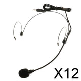 Maxbell 12xDouble Ear Hook Wired Headset Headworn Microphone Black 3.5mm Straight Angle