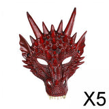 Maxbell 5xDragon Mask Scary Dinosaurio Animal Mask for Stage Performances Wedding Prom Red
