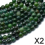 Maxbell 2x8mm Nature Green Moss Agate Gemstone Loose Spacer Beads 15'' Round