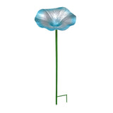 Maxbell Bird Bath Morning Glory Shape with Stand Feeding Bowl for Lawn Patio Outside blue