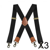 Maxbell 3xSuspenders for Men Heavy Duty Suspenders Adjustable Casual 3.5cm Wide Braces Black