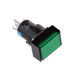 DC 12V 24x19mm Push Button Switch LED Light Self-Lock for Contactor Green