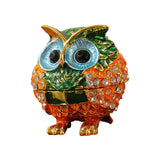 Owl Trinket Box Animal Ornament Jewelry Box for Bracelets Necklaces Pendants Green Orange