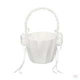 Maxbell 2x Satin Ivory Roses Wedding CeremonyFlowerBasket