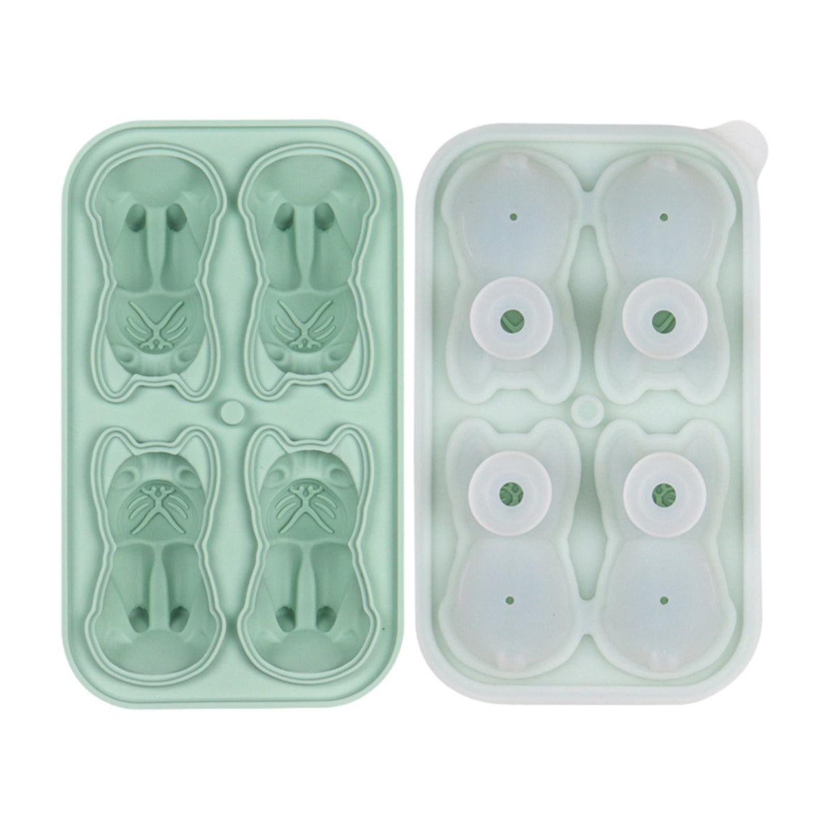 Maxbell Silicone Chilled Cube Tray DIY Funny 3D Pet Shaped for Lemonade Coffee Drink Green