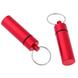 Maxbell Maxbell 2Pcs Waterproof Aluminum Pill Box Case Bottle Cache Drug Holder Keychain Flat Red