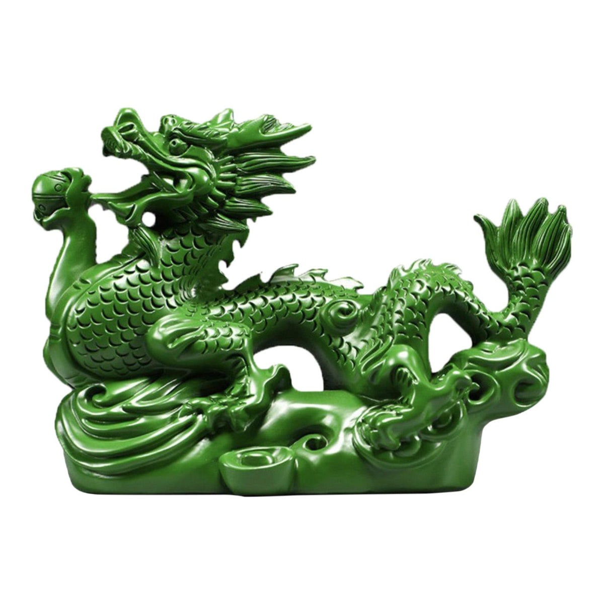 Maxbell Chinese Dragon Figurine Crafts Desktop Ornament for Home Fireplace Bookshelf Green