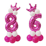 Numbers 6 and 8 Crown Balloons Column Set Happy Birthday Arch Garland Pink