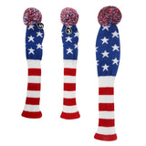 Maxbell Maxbell 3 Pieces Golf Pom Pom Headcover Wood Driver Club Head Cover Set Star