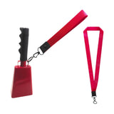 Maxbell Metal Cowbell with Handle Service Cheering Bell for Christmas Party Birthday red
