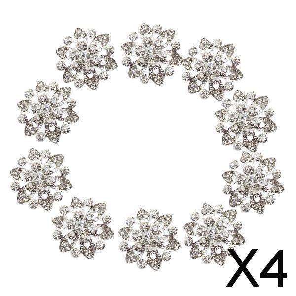 Maxbell 4x10pcs Rhinestone Flower Shape Sewing Buttons DIY Crafts 22mm