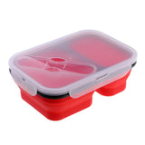 Maxbell 2/3 Comparment Reusable Silicone Bento Lunch Box for Camping Travel Picnic 2 Grid Red - Aladdin Shoppers