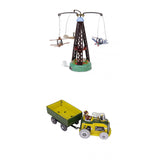 Maxbell 2pcs Wind-up   Carousel Airplanes Tractor Clockwork Collectible Tin toy
