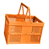 Maxbell Foldable Picnic Basket Medium Shopping Basket for Barbecue Household Outdoor Orange