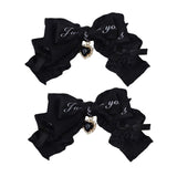 Maxbell 2x Lolita Bow Hair Clips Cosplay Ponytail Holder Xmas Gifts Bowknot Hairpins Black