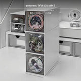 Maxbell Desktop Acrylic Organizer Box, Transparent Storage Drawer, Card card holder Display Container, Single Compartment Collectibles Holder for Office, Bedroom & Study Round Hole 3 Pack