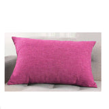 Maxbell Linen Replacement Cover Pillowcase for Sofa Throw Waist Cushions Rose Red