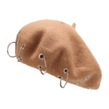 Maxbell Beret Hat for Women Elegant Chic Decoration Felt Beret for Fall Driving Trip Khaki