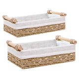Maxbell 2 Pieces Woven Baskets Display with Handle for Coffee Snacks Drinks and Food beige