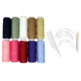 Maxbell 24Pcs/lot Hand Sewing Threads with Repair Upholstery Curved Needles Carpet