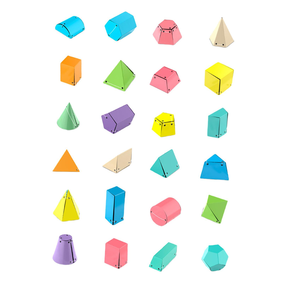 Maxbell 24 Pieces Geometric Shapes Math Manipulative for Kindergarten Home Preschool