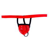 Maxbell Mens Sexy Mini Lace See-through Pouch G-string T-back Briefs Underwear Red - Aladdin Shoppers
