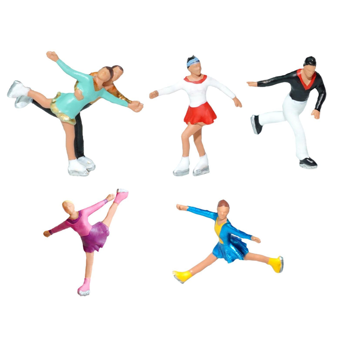 5Pcs 1/87 Miniature Figures Figure Skating Small Sports Theme Tiny Ornaments