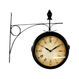 Maxbell Double Sided Wall Clock Antique Round Silent Watches for Yard Outside Office