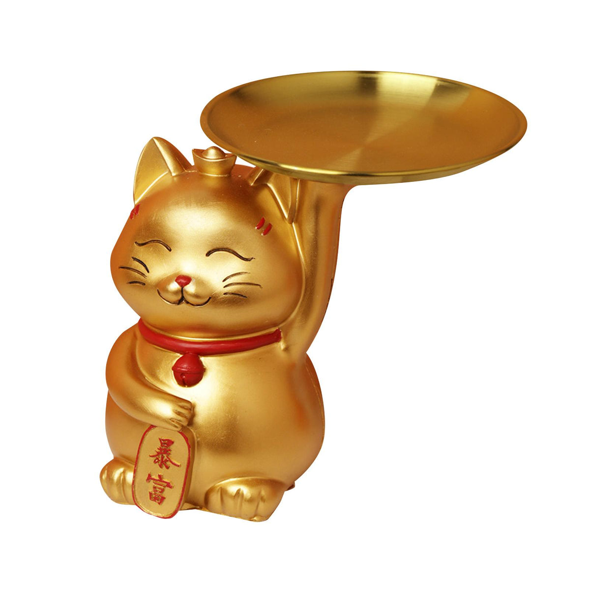 Maxbell Animal Storage Box Sculpture Serving Tray Ornament Resin Cat Statue Figurine Golden