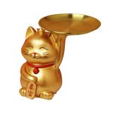 Maxbell Animal Storage Box Sculpture Serving Tray Ornament Resin Cat Statue Figurine Golden
