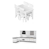 Maxbell Set of Dining Table Chair Set&Kitchen Set 1:12 Dollhouse Miniature Furniture