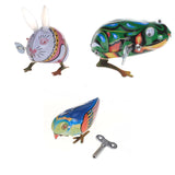 Maxbell 3pcs Wind Up Tin Toy Clockwork Jumping Frog rabbit pecking bird vintage gift